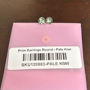 BY ALEXA RAE BAR Prim Pale Kiwi Round Crystal Stud Earrings Green